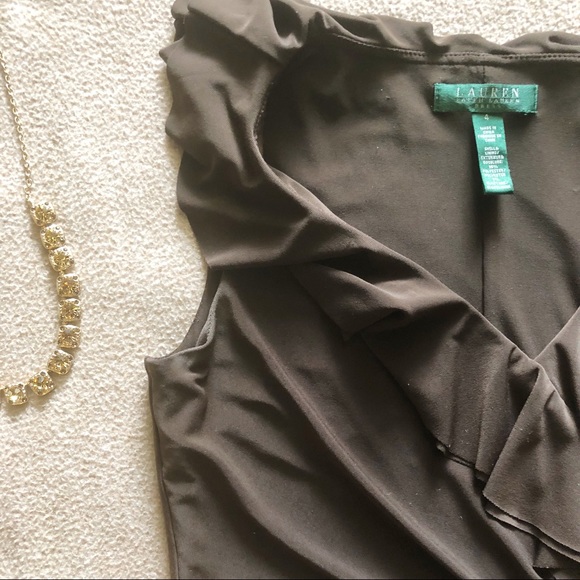 LAUREN RALPH LAUREN ruffle midi dress brown - Picture 3 of 4